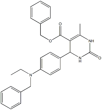 benzyl 4-{4-[benzyl(ethyl)amino]phenyl}-6-methyl-2-oxo-1,2,3,4-tetrahydropyrimidine-5-carboxylate 化学構造式