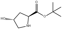 tert-ブチル(2S,4R)-4-ヒドロキシピロリジン-2-カルボキシラート 化学構造式