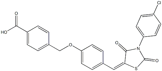 4-[(4-{[3-(4-chlorophenyl)-2,4-dioxo-1,3-thiazolidin-5-ylidene]methyl}phenoxy)methyl]benzoic acid 结构式
