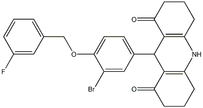 9-{3-bromo-4-[(3-fluorobenzyl)oxy]phenyl}-3,4,6,7,9,10-hexahydro-1,8(2H,5H)-acridinedione,433970-55-9,结构式