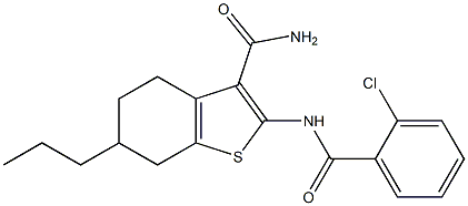 2-[(2-chlorobenzoyl)amino]-6-propyl-4,5,6,7-tetrahydro-1-benzothiophene-3-carboxamide Structure