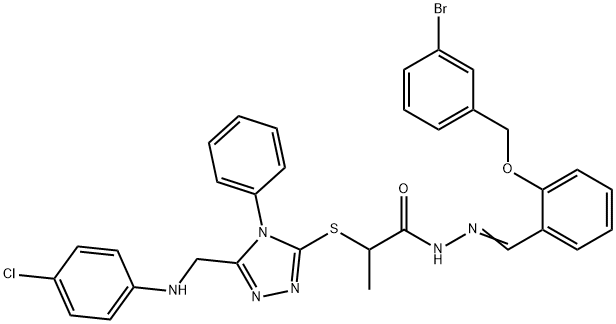 N'-{2-[(3-bromobenzyl)oxy]benzylidene}-2-({5-[(4-chloroanilino)methyl]-4-phenyl-4H-1,2,4-triazol-3-yl}sulfanyl)propanohydrazide Structure