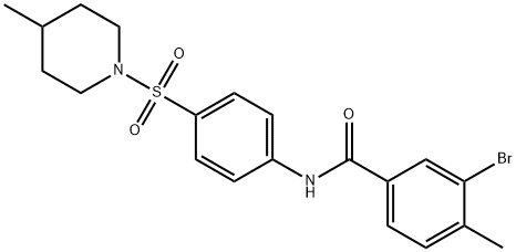 3-bromo-4-methyl-N-{4-[(4-methyl-1-piperidinyl)sulfonyl]phenyl}benzamide 结构式