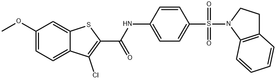 3-chloro-N-[4-(2,3-dihydro-1H-indol-1-ylsulfonyl)phenyl]-6-methoxy-1-benzothiophene-2-carboxamide,444114-82-3,结构式