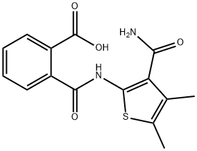 2-({[3-(aminocarbonyl)-4,5-dimethyl-2-thienyl]amino}carbonyl)benzoic acid 化学構造式