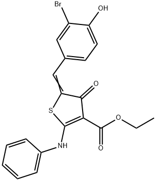 ethyl 2-anilino-5-(3-bromo-4-hydroxybenzylidene)-4-oxo-4,5-dihydrothiophene-3-carboxylate Structure