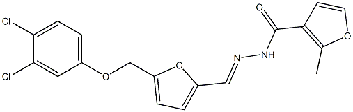 N'-({5-[(3,4-dichlorophenoxy)methyl]-2-furyl}methylene)-2-methyl-3-furohydrazide,445000-32-8,结构式