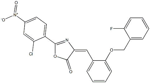 2-{2-chloro-4-nitrophenyl}-4-{2-[(2-fluorobenzyl)oxy]benzylidene}-1,3-oxazol-5(4H)-one Structure