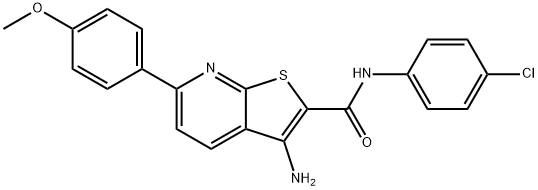 3-amino-N-(4-chlorophenyl)-6-(4-methoxyphenyl)thieno[2,3-b]pyridine-2-carboxamide 结构式