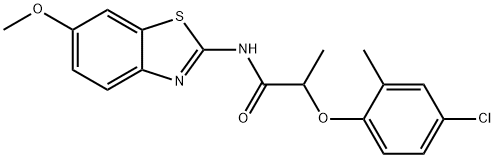 2-(4-chloro-2-methylphenoxy)-N-(6-methoxy-1,3-benzothiazol-2-yl)propanamide 化学構造式