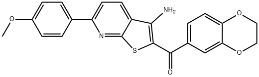 [3-amino-6-(4-methoxyphenyl)thieno[2,3-b]pyridin-2-yl](2,3-dihydro-1,4-benzodioxin-6-yl)methanone,445382-91-2,结构式