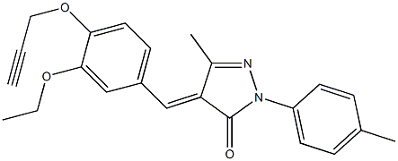 4-[3-ethoxy-4-(2-propynyloxy)benzylidene]-5-methyl-2-(4-methylphenyl)-2,4-dihydro-3H-pyrazol-3-one,445459-44-9,结构式