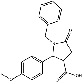 1-benzyl-2-(4-methoxyphenyl)-5-oxo-3-pyrrolidinecarboxylic acid 化学構造式