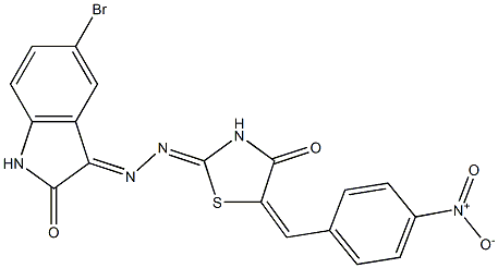 5-bromo-1H-indole-2,3-dione 3-[(5-{4-nitrobenzylidene}-4-oxo-1,3-thiazolidin-2-ylidene)hydrazone],478910-64-4,结构式