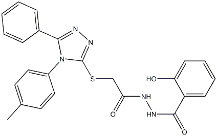 2-hydroxy-N'-({[4-(4-methylphenyl)-5-phenyl-4H-1,2,4-triazol-3-yl]sulfanyl}acetyl)benzohydrazide 化学構造式