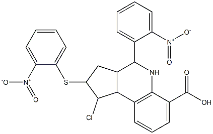 1-chloro-4-{2-nitrophenyl}-2-({2-nitrophenyl}sulfanyl)-2,3,3a,4,5,9b-hexahydro-1H-cyclopenta[c]quinoline-6-carboxylic acid 结构式