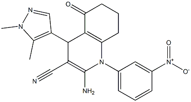 2-amino-4-(1,5-dimethyl-1H-pyrazol-4-yl)-1-{3-nitrophenyl}-5-oxo-1,4,5,6,7,8-hexahydro-3-quinolinecarbonitrile,489449-62-9,结构式