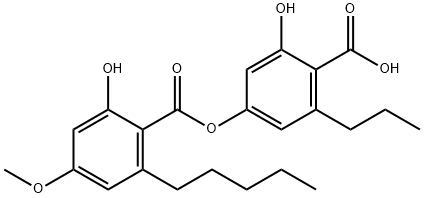 Benzoic acid, 2-hydroxy-4-[(2-hydroxy-4-methoxy-6-pentylbenzoyl)oxy]-6-propyl-,491-57-6,结构式
