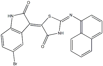 5-bromo-3-[2-(1-naphthylimino)-4-oxo-1,3-thiazolidin-5-ylidene]-1,3-dihydro-2H-indol-2-one Structure