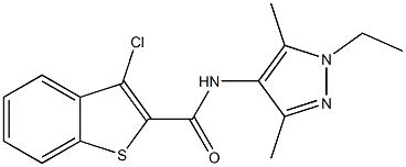 3-chloro-N-(1-ethyl-3,5-dimethyl-1H-pyrazol-4-yl)-1-benzothiophene-2-carboxamide Structure