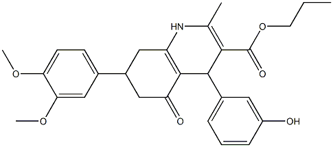 propyl 7-(3,4-dimethoxyphenyl)-4-(3-hydroxyphenyl)-2-methyl-5-oxo-1,4,5,6,7,8-hexahydroquinoline-3-carboxylate Structure