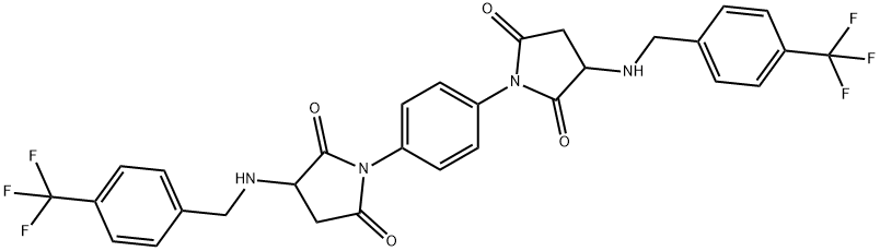 1-[4-(2,5-dioxo-3-{[4-(trifluoromethyl)benzyl]amino}-1-pyrrolidinyl)phenyl]-3-{[4-(trifluoromethyl)benzyl]amino}-2,5-pyrrolidinedione Structure