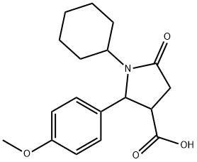 1-cyclohexyl-2-(4-methoxyphenyl)-5-oxo-3-pyrrolidinecarboxylic acid Struktur