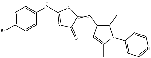 2-[(4-bromophenyl)imino]-5-{[2,5-dimethyl-1-(4-pyridinyl)-1H-pyrrol-3-yl]methylene}-1,3-thiazolidin-4-one Struktur