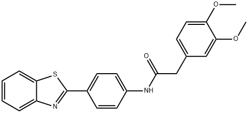 N-[4-(1,3-benzothiazol-2-yl)phenyl]-2-(3,4-dimethoxyphenyl)acetamide 化学構造式