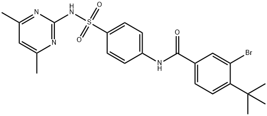 3-bromo-4-(tert-butyl)-N-(4-{[(4,6-dimethyl-2-pyrimidinyl)amino]sulfonyl}phenyl)benzamide Structure