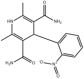 3,5-Pyridinedicarboxamide, 1,4-dihydro-2,6-dimethyl-4-(2-nitrophenyl)- Structure