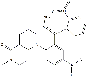 N,N-diethyl-1-{4-nitro-2-[2-(phenylsulfonyl)carbohydrazonoyl]phenyl}-3-piperidinecarboxamide Struktur