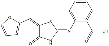 2-{[5-(2-furylmethylene)-4-oxo-1,3-thiazolidin-2-ylidene]amino}benzoic acid 结构式