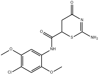 2-amino-N-(4-chloro-2,5-dimethoxyphenyl)-4-oxo-5,6-dihydro-4H-1,3-thiazine-6-carboxamide 化学構造式