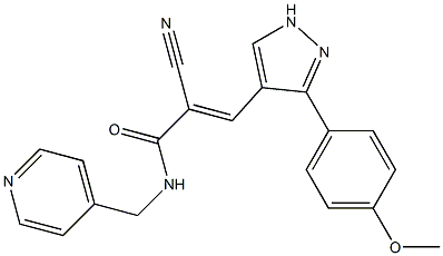 2-cyano-3-[3-(4-methoxyphenyl)-1H-pyrazol-4-yl]-N-(4-pyridinylmethyl)acrylamide 结构式