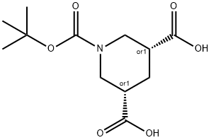 (3R,5S)-1-(tert-butoxycarbonyl)piperidine-3,5-dicarboxylic acid,534572-17-3,结构式