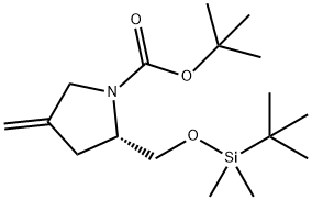 (2S)-2-[[[(1,1-dimethylethyl)dimethylsilyl]oxy]methyl]-4-methylene-1-Pyrrolidinecarboxylic acid 1,1-dimethylethyl ester Struktur