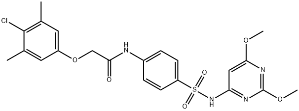 2-(4-chloro-3,5-dimethylphenoxy)-N-(4-{[(2,6-dimethoxy-4-pyrimidinyl)amino]sulfonyl}phenyl)acetamide Structure