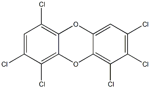 1,2,3,6,8,9-ヘキサクロロジベンゾ[b,e][1,4]ジオキシン 化学構造式