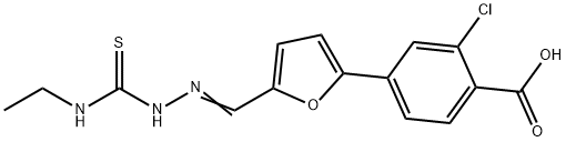 2-Chloro-4-[5-[[2-[(ethylamino)thioxomethyl]hydrazinylidene]methyl]-2-furanyl]benzoic acid,592474-91-4,结构式