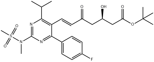 6-Heptenoic acid, 7-[4-(4-fluorophenyl)-6-(1-methylethyl)-2-[methyl(methylsulfonyl)amino]-5-pyrimidinyl]-3-hydroxy-5-oxo-, 1,1-dimethylethyl ester, (3R,6E)- 化学構造式