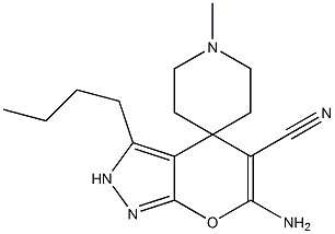 6-amino-3-butyl-1'-methyl-2,4-dihydrospiro(pyrano[2,3-c]pyrazole-4,4'-piperidine)-5-carbonitrile Structure