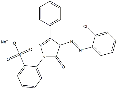 Benzenesulfonic acid, 2-[4-[(2-chlorophenyl)azo]-4,5-dihydro-5-oxo-3-phenyl-1H-pyrazol-1-yl]-, sodium salt 化学構造式