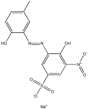 Benzenesulfonic acid, 4-hydroxy-3-[(2-hydroxy-5-methylphenyl)azo]-5-nitro-, monosodium salt Struktur