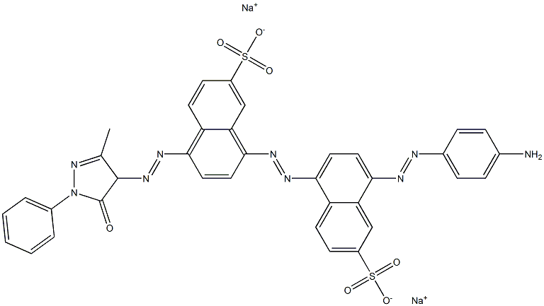 2-Naphthalenesulfonic acid, 8-[(4-aminophenyl)azo]-5-[[4-[(4,5-dihydro-3-methyl-5-oxo-1-phenyl-1H-pyrazol-4-yl)azo]-7-sulfo-1-naphthalenyl]azo]-, disodium salt Struktur