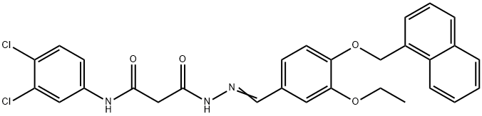 N-(3,4-dichlorophenyl)-3-{2-[3-ethoxy-4-(1-naphthylmethoxy)benzylidene]hydrazino}-3-oxopropanamide Struktur
