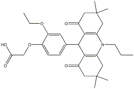 [2-ethoxy-4-(3,3,6,6-tetramethyl-1,8-dioxo-10-propyl-1,2,3,4,5,6,7,8,9,10-decahydroacridin-9-yl)phenoxy]acetic acid Structure