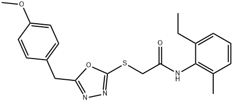 N-(2-ethyl-6-methylphenyl)-2-{[5-(4-methoxybenzyl)-1,3,4-oxadiazol-2-yl]sulfanyl}acetamide Struktur