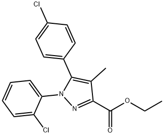 ethyl 1-(2-chlorophenyl)-5-(4-chlorophenyl)-4-methyl-1H-pyrazole-3-carboxylate Structure