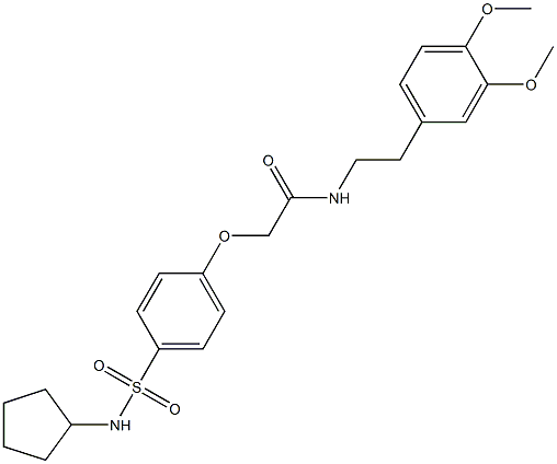 2-{4-[(cyclopentylamino)sulfonyl]phenoxy}-N-[2-(3,4-dimethoxyphenyl)ethyl]acetamide 结构式